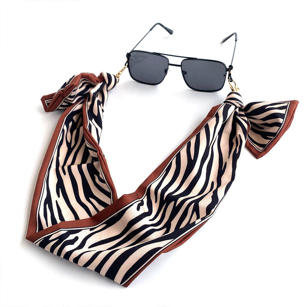 3Pcs Bohemian Silk Scarf Mask Hanging Lanyard Boho Glasses Chain Rhombus Print