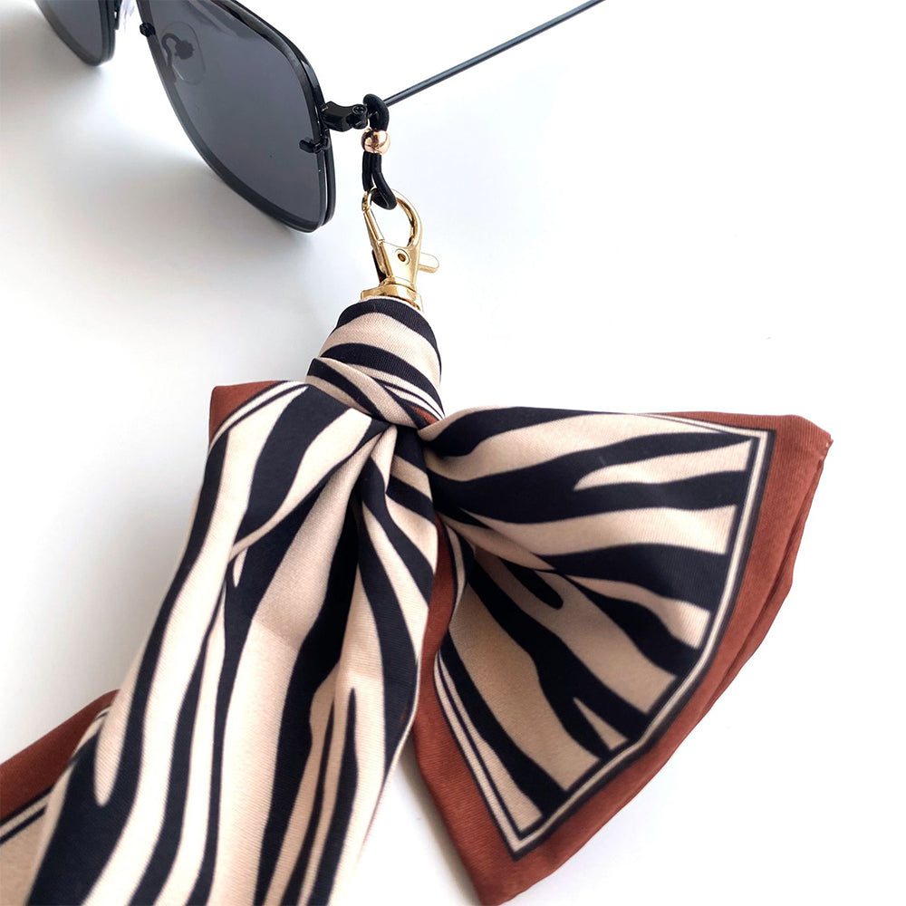 3Pcs Bohemian Silk Scarf Mask Hanging Lanyard Boho Glasses Chain Rhombus Print