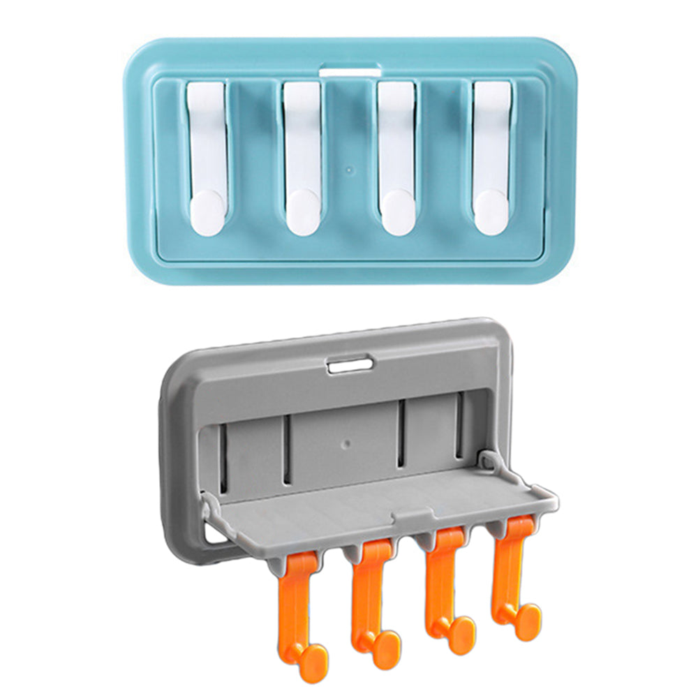 2Pcs Wall Mount Holder Rack Organiser with 4 Hooks Home Decor