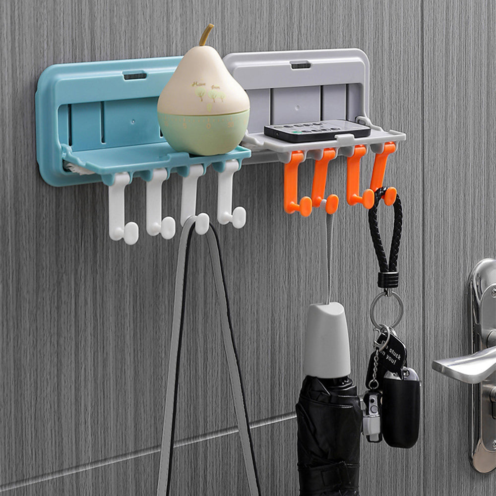 2Pcs Wall Mount Holder Rack Organiser with 4 Hooks Home Decor