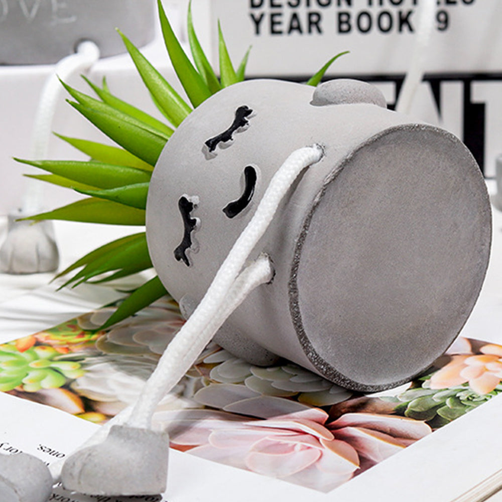 2Pcs Simulation Succulent Planter Pot Cement Flowerpot Decoration