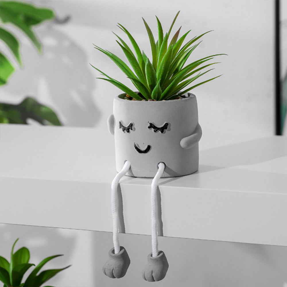 2Pcs Simulation Succulent Planter Pot Cement Flowerpot Decoration