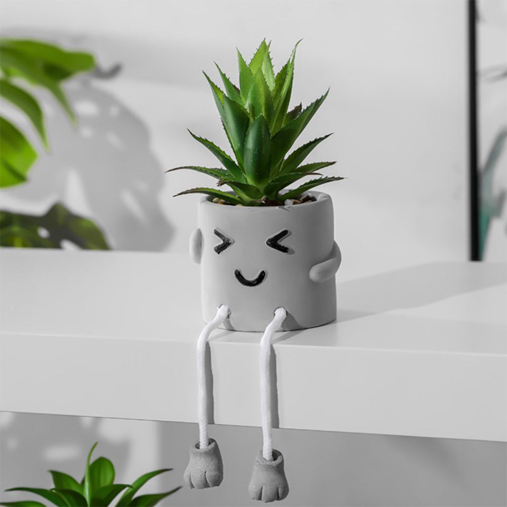 2Pcs Simulation Succulent Planter Pot Cement Flowerpot Decoration