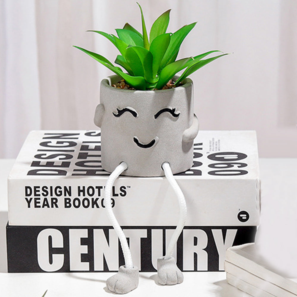 2Pcs Simulation Succulent Planter Pot Cement Flowerpot Decoration