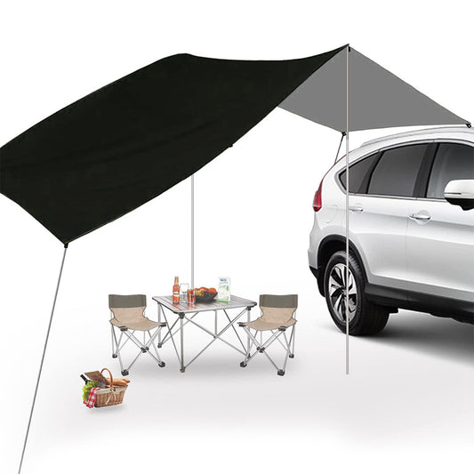 440x200cm Car Awning Tent Sun Shelter Car Tailgate Shade Road Trip Camping Canopy Shade Black