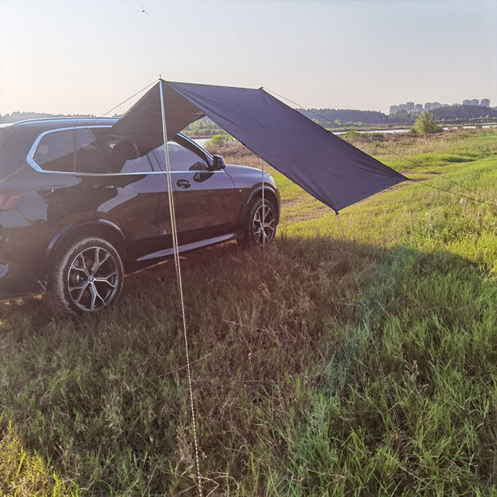 440x200cm Car Awning Tent Sun Shelter Car Tailgate Shade Road Trip Camping Canopy Shade Black