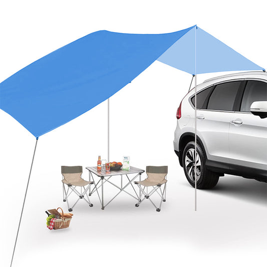 300x200cm Car Awning Tent Sun Shelter Car Tailgate Shade Road Trip Camping Canopy Shade Blue