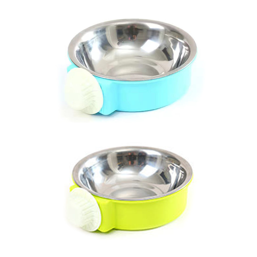 2X Crate Pet Bowl Removable Hanging Food Water Bowl Feeder Blue Green