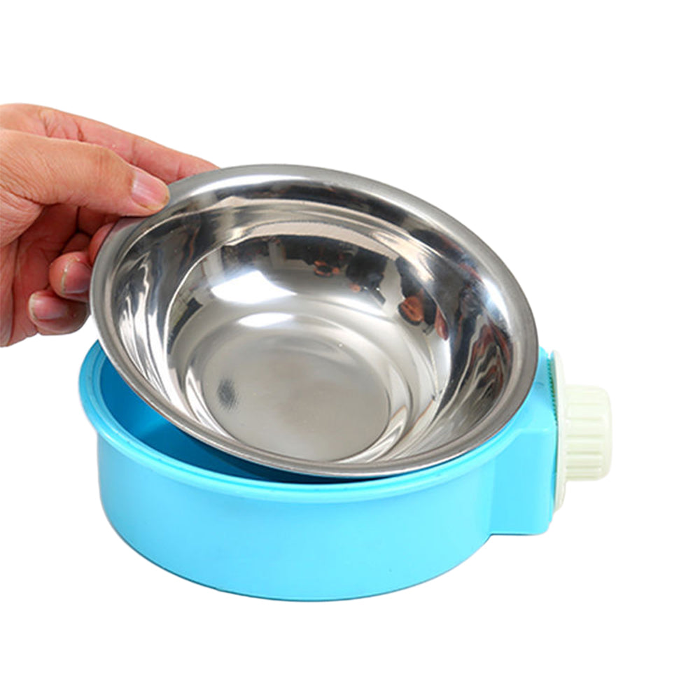 2X Crate Pet Bowl Removable Hanging Food Water Bowl Feeder Blue Green