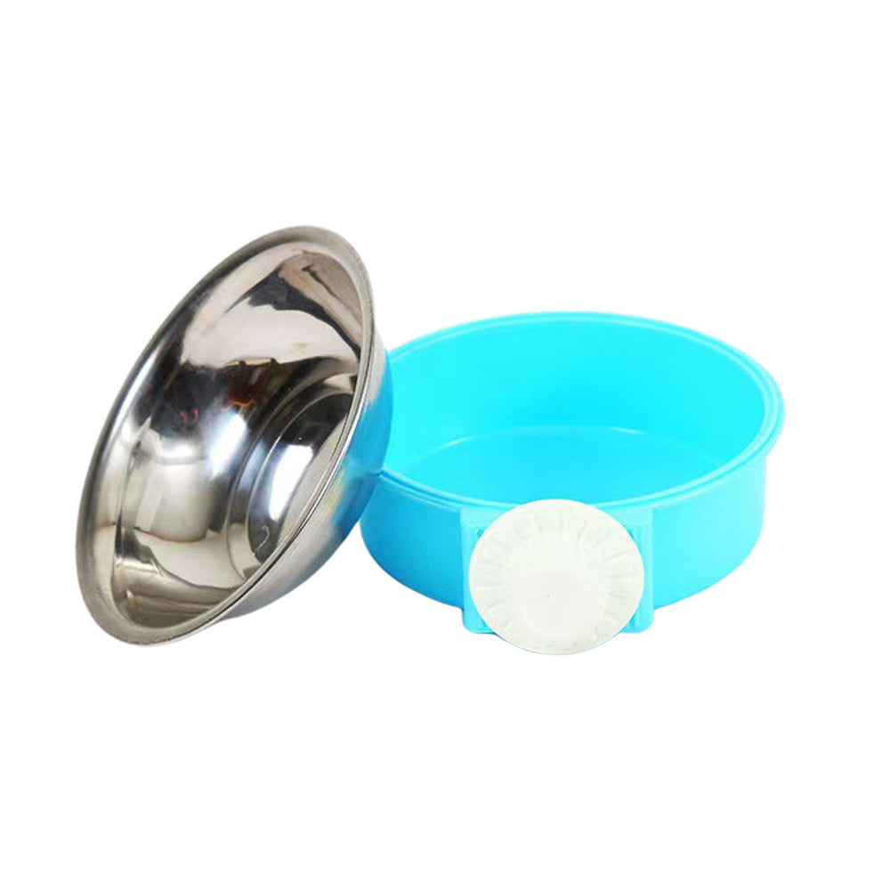 2X Crate Pet Bowl Removable Hanging Food Water Bowl Feeder Blue Pink