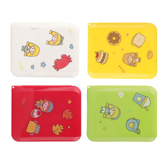 4Pcs Mask Case Face Mask Storage Box Face Cover Box with Cartoon Stickers