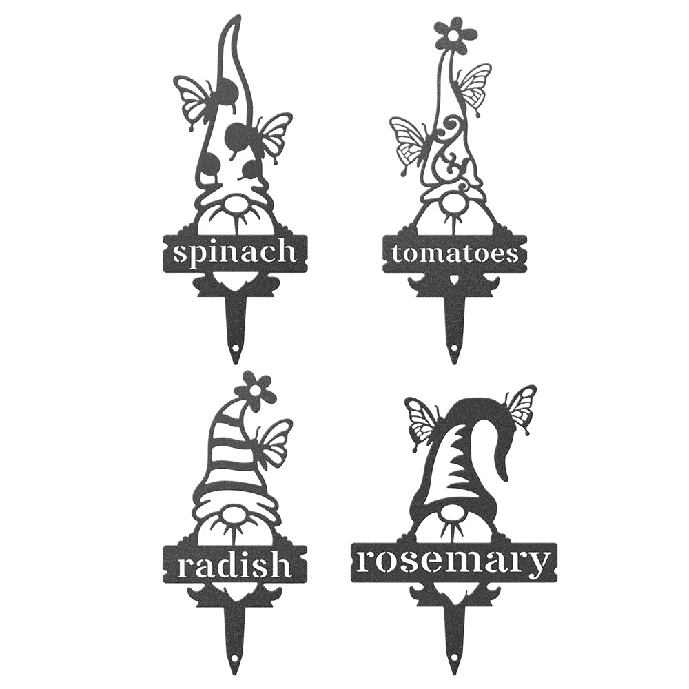 4X Garden Dwarf Metal Plant Marker Stake