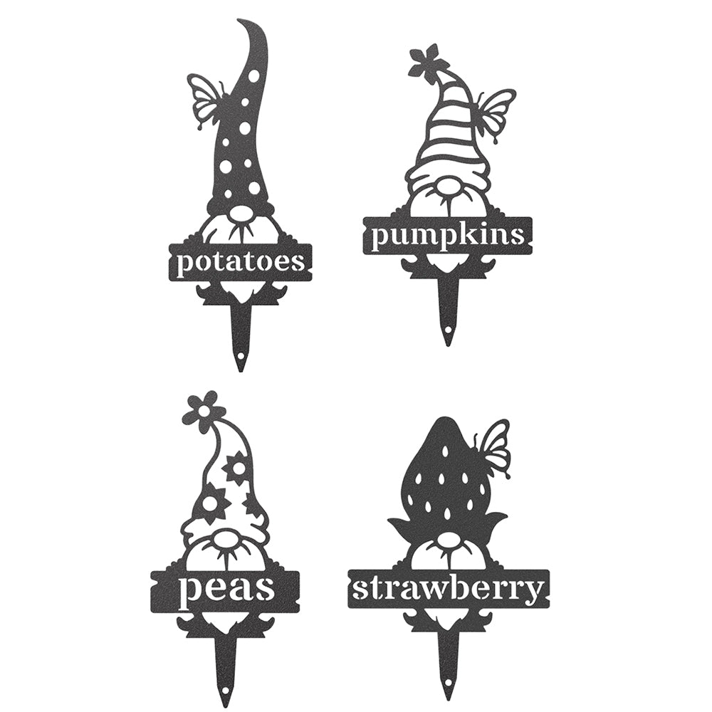 4X Garden Dwarf Metal Plant Marker Stake