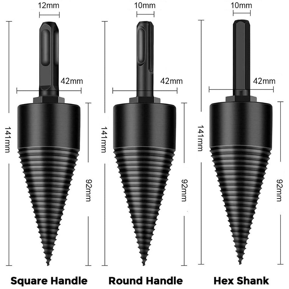 42mm Firewood Drill Bit Wood Splitter with 3 Drill Handles