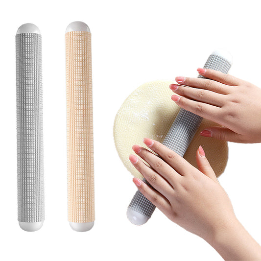 2Pcs 27cm Embossed Exhaust Rolling Pin Dough Roller Grey Apricot