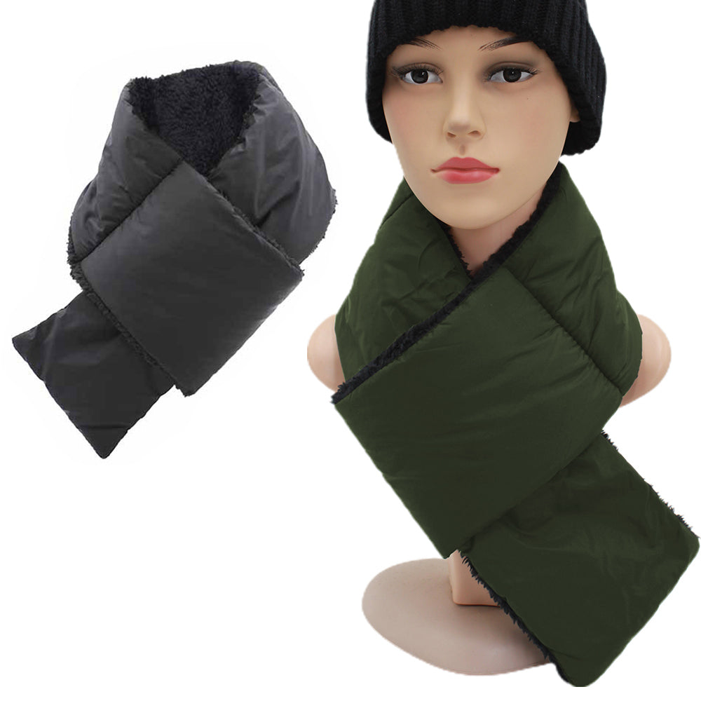 2X Unisex Scarf Neck Wraps with Mobile Phone Storage Bag Grey Green