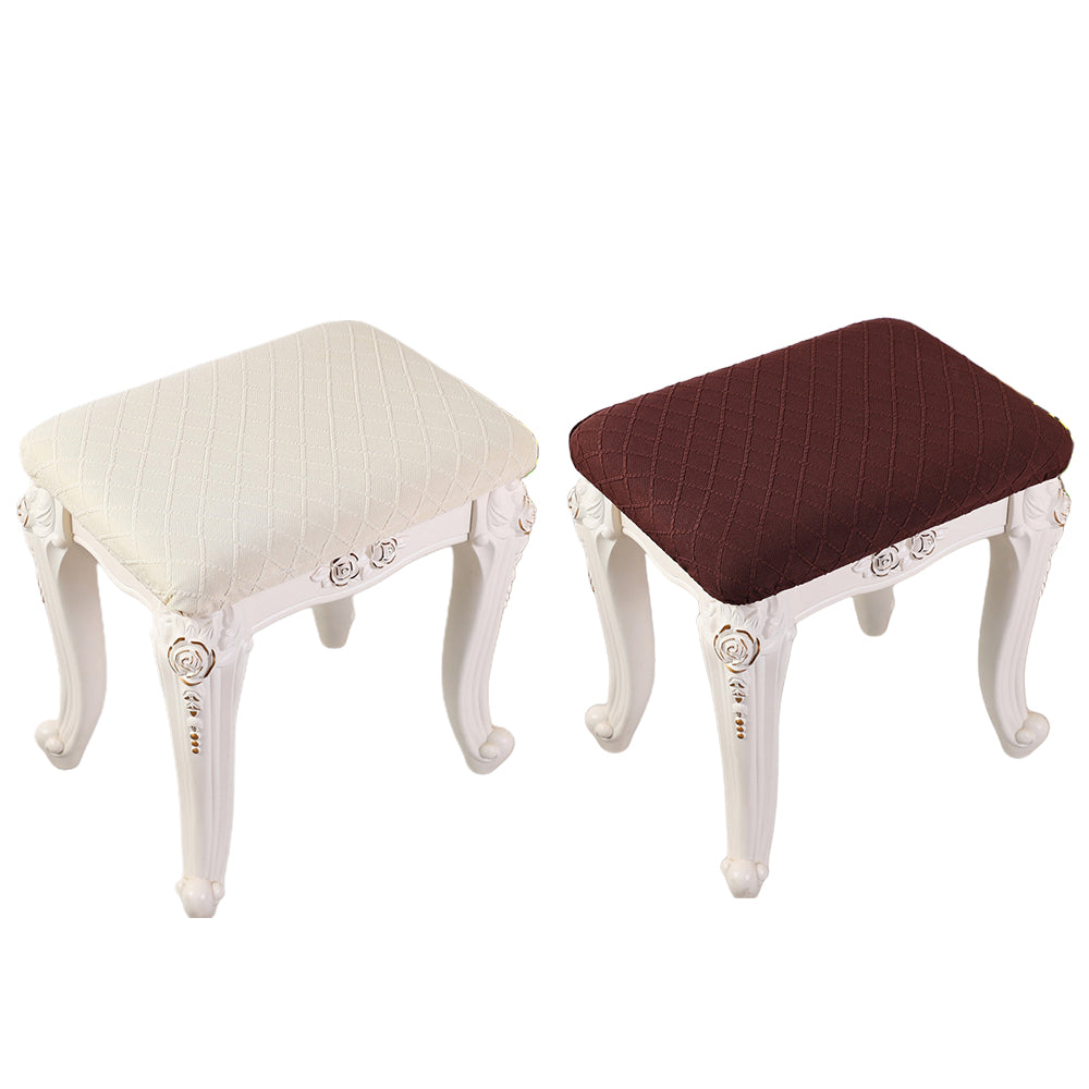 2X Stretch Vanity Stool Cover Bench Seat Slipcover Beige Coffee