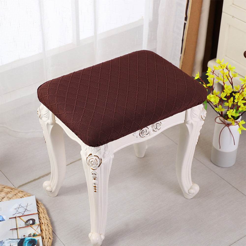 2X Stretch Vanity Stool Cover Bench Seat Slipcover Beige Coffee