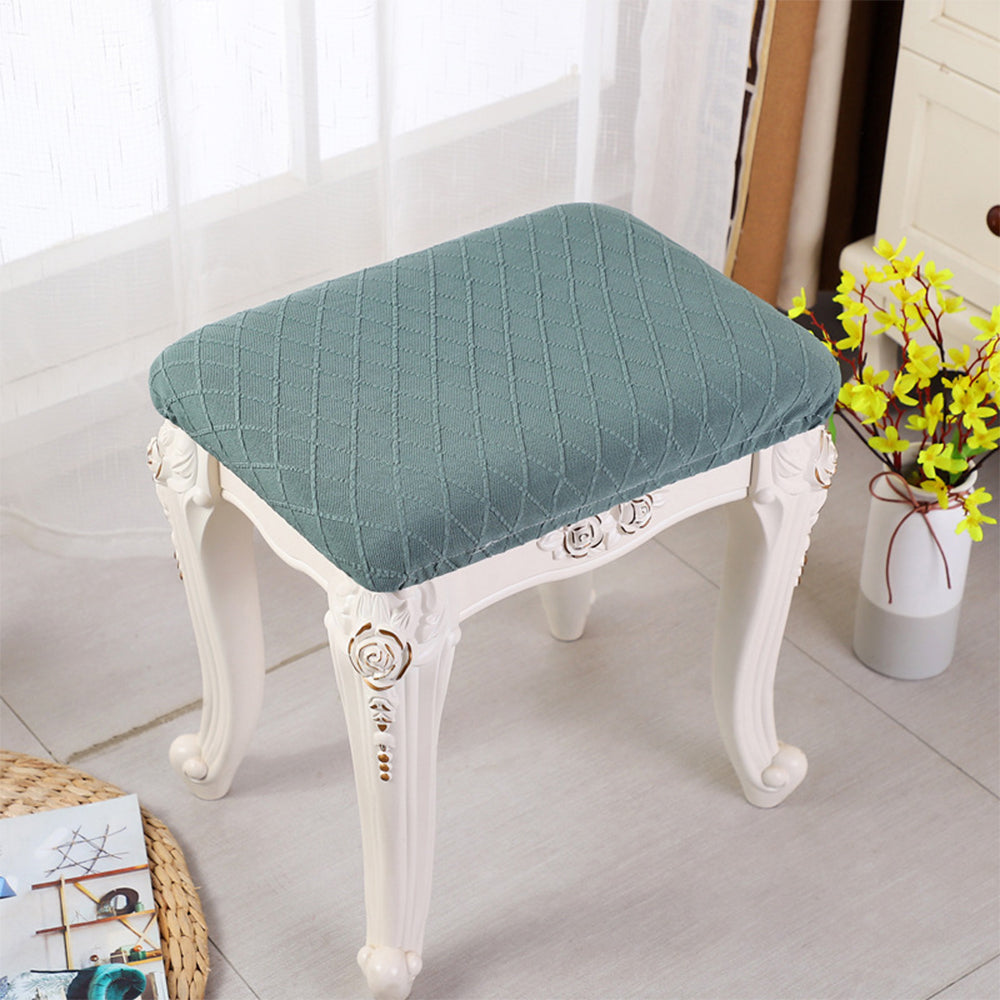 2X Stretch Vanity Stool Cover Bench Seat Slipcover Blue Green