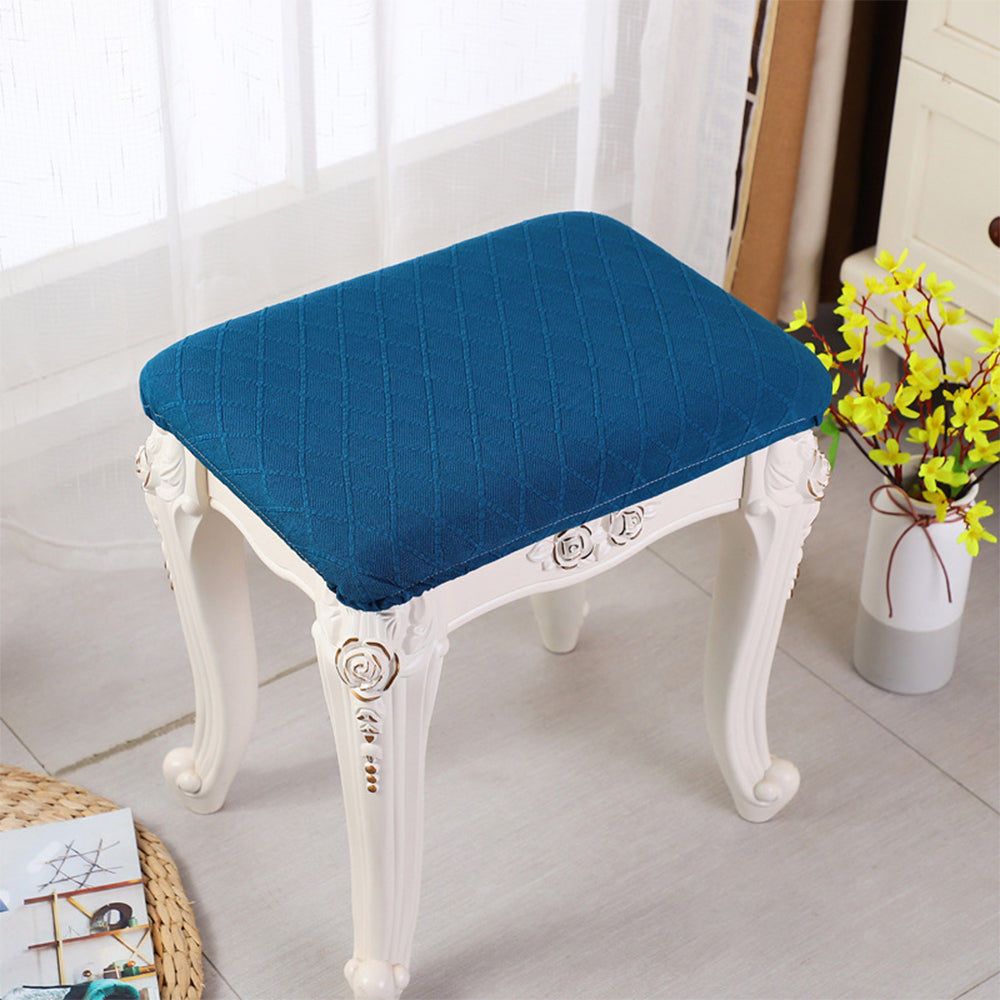 2X Stretch Vanity Stool Cover Bench Seat Slipcover Blue Green