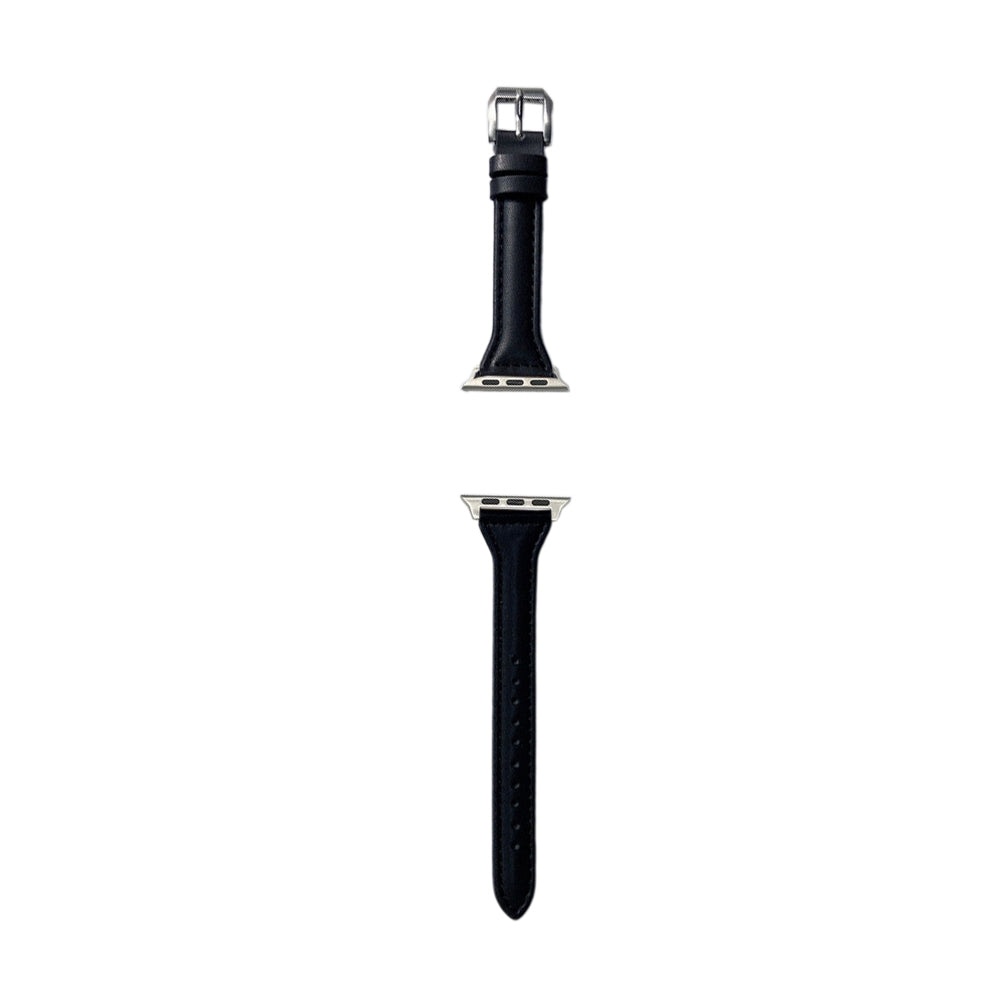 2X Leather Watch Band Compatible with Apple iWatch 38mm 40mm 41mm Black Dark Brown