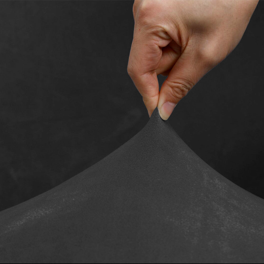 2X Round Ottoman Cover Foot Stool Slipcover Black