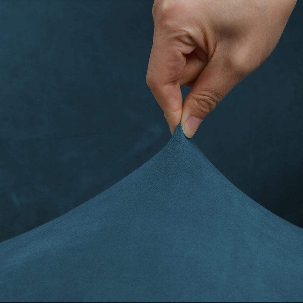 2X Round Ottoman Cover Foot Stool Slipcover Peacock Blue