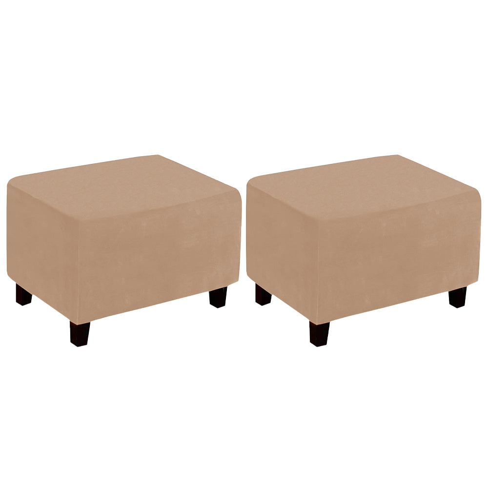 2X Rectangular Ottoman Stool Cushion Cover Foot Stool Cover Camel