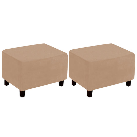 2X Rectangular Ottoman Stool Cushion Cover Foot Stool Cover Camel
