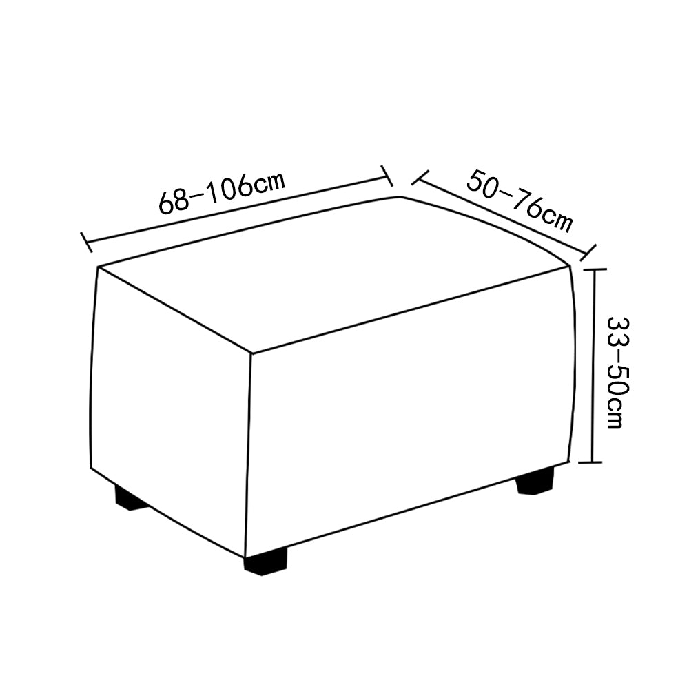 2X Rectangular Ottoman Stool Cushion Cover Foot Stool Cover Grey