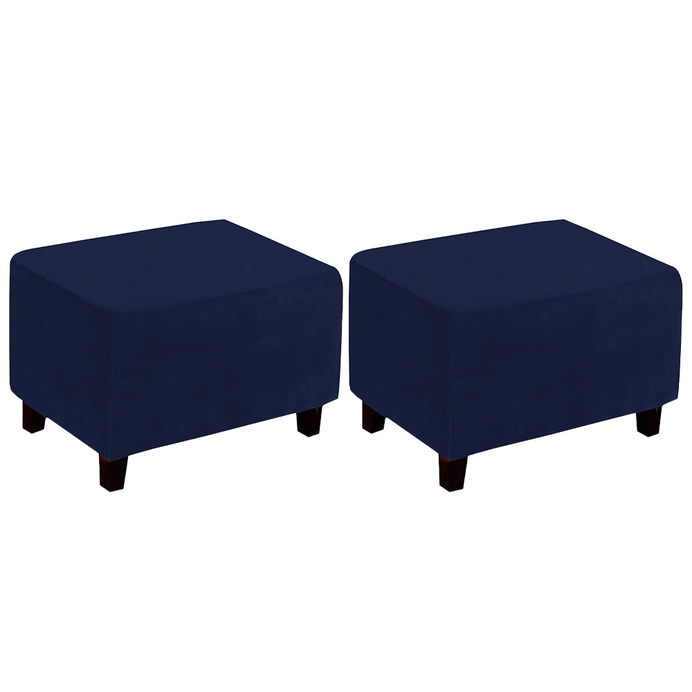 2X Rectangular Ottoman Stool Cushion Cover Foot Stool Cover Navy Blue