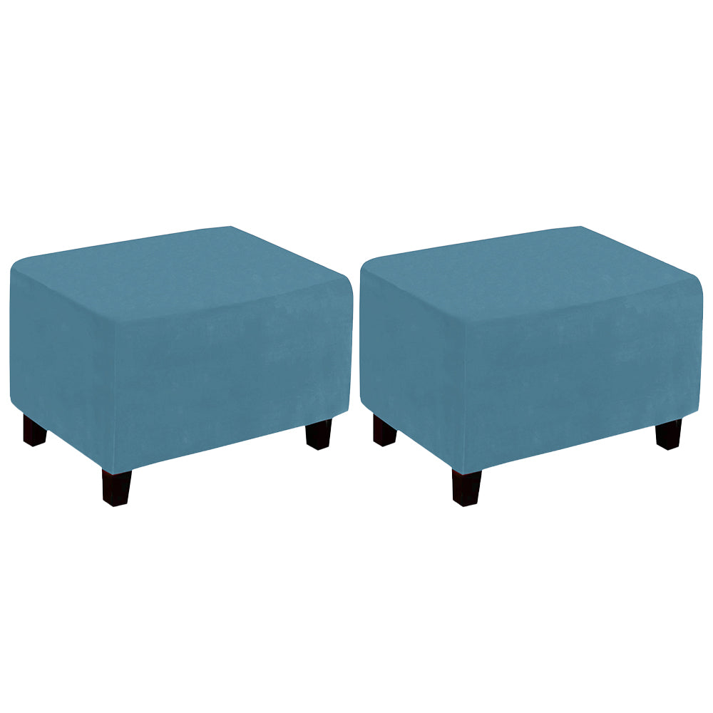 2X Rectangular Ottoman Stool Cushion Cover Foot Stool Cover Peacock Blue