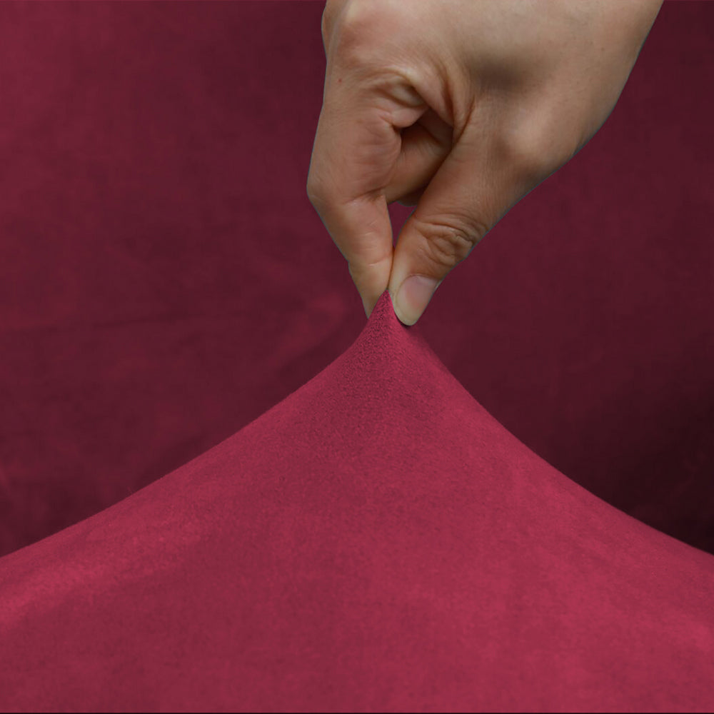 2X Rectangular Ottoman Stool Cushion Cover Foot Stool Cover Wine Red