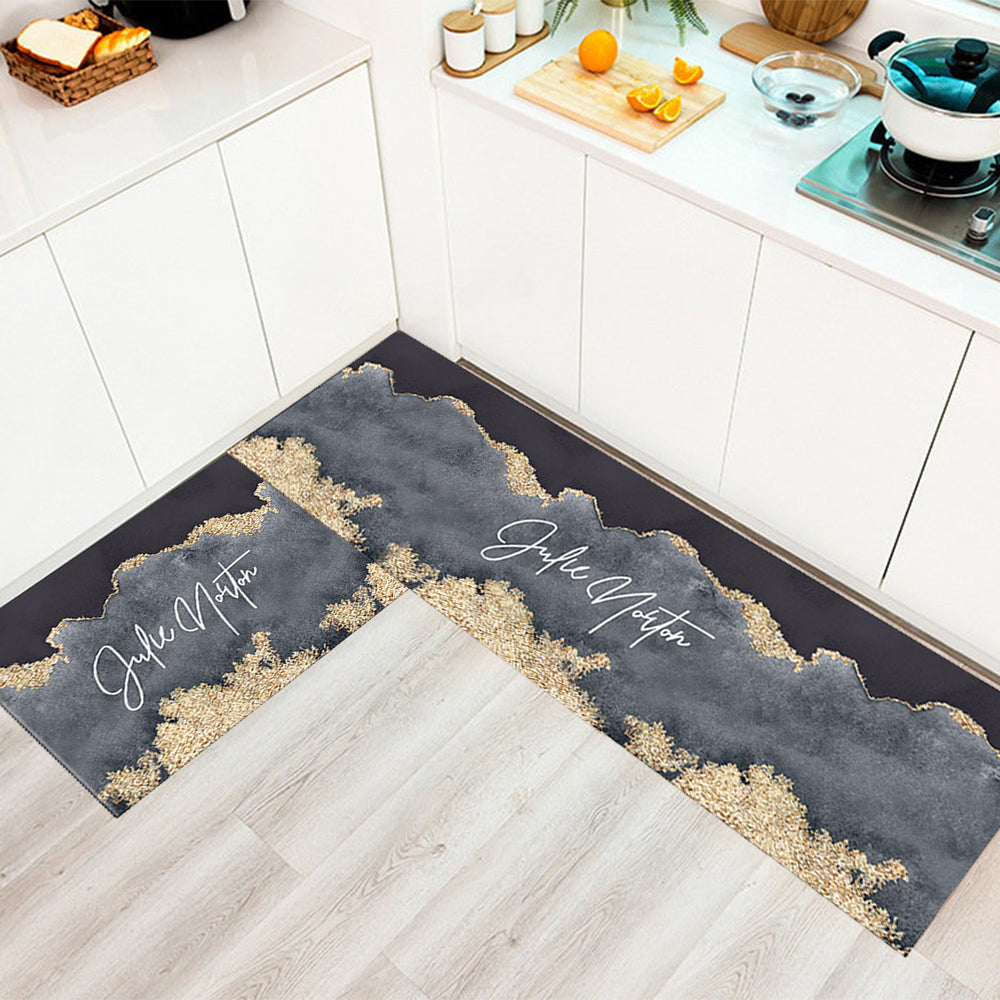 2Pcs Non Slip Kitchen Mat Absorbent Bathroom Floor Rug Grey