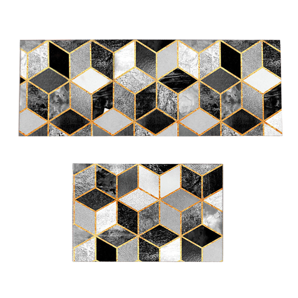 2Pcs Non Slip Kitchen Mat Absorbent Bathroom Floor Rug Plaid