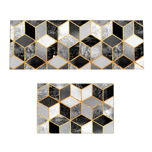 2Pcs Non Slip Kitchen Mat Absorbent Bathroom Floor Rug Plaid