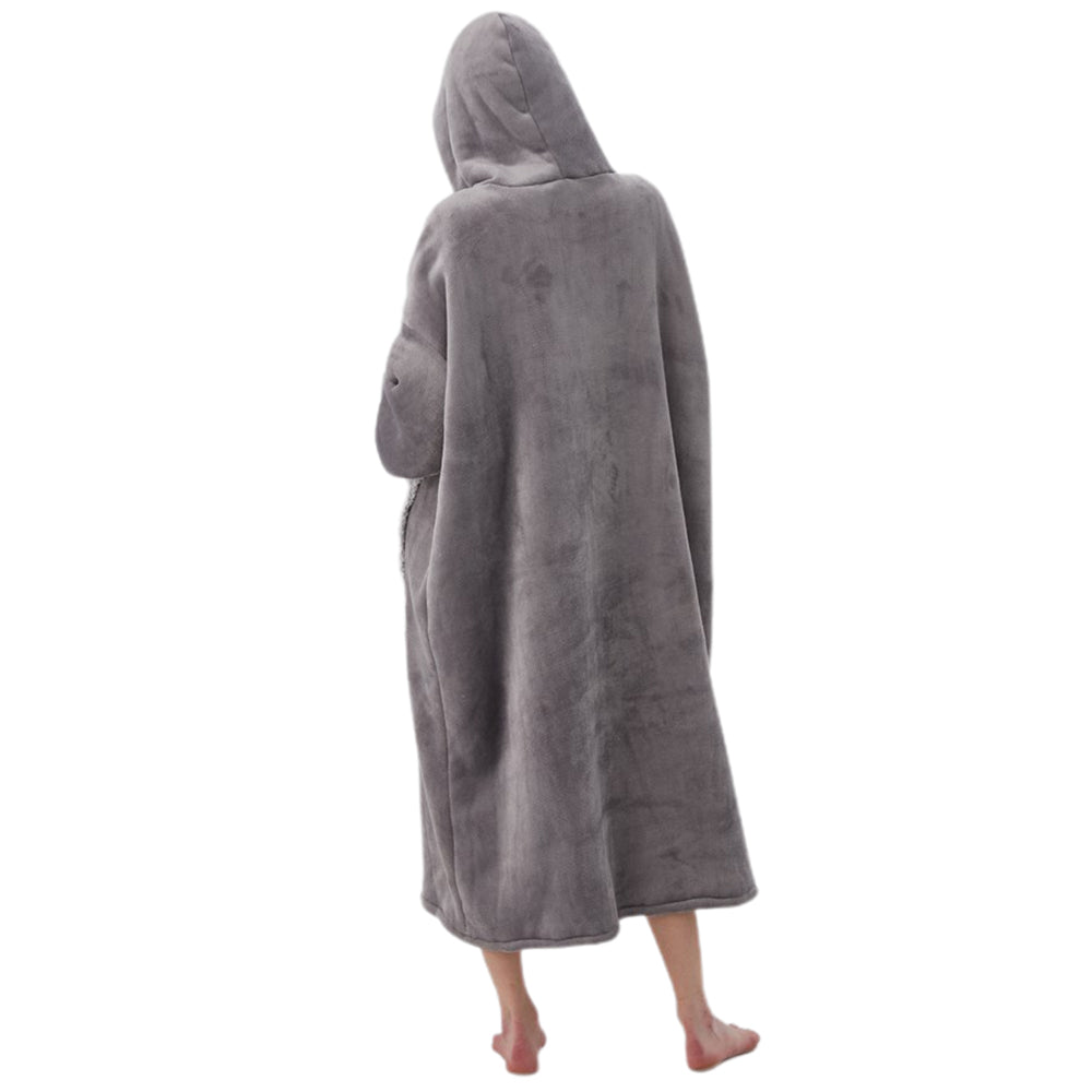 Unisex Hoodie Blanket Hooded Blanket with Visual Phone Window Light Grey