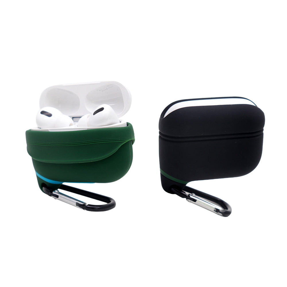 2X Water Resistant Wireless Earphone Protective Cover for Apple Airpods Pro Black Green