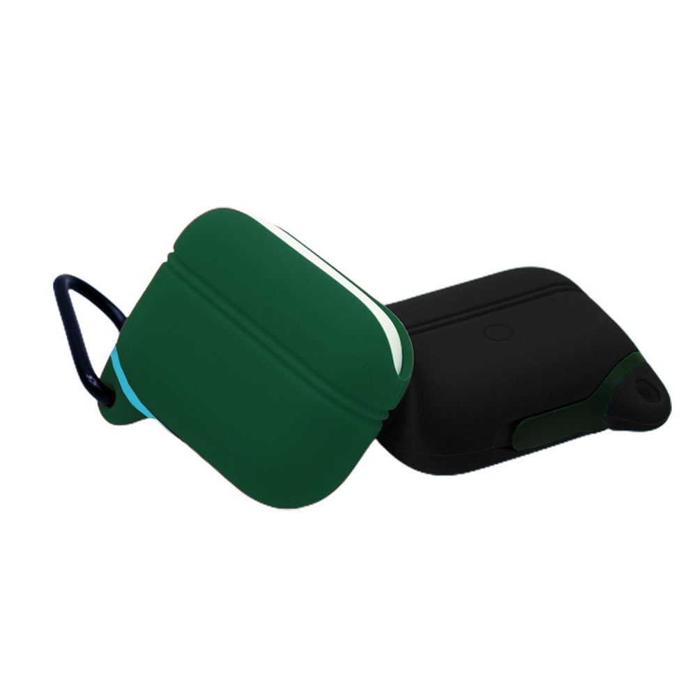 2X Water Resistant Wireless Earphone Protective Cover for Apple Airpods Pro Black Green