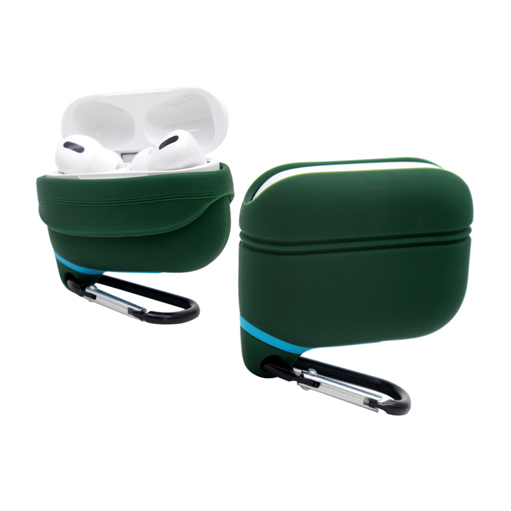 2X Water Resistant Wireless Earphone Protective Cover for Apple Airpods Pro Black Green