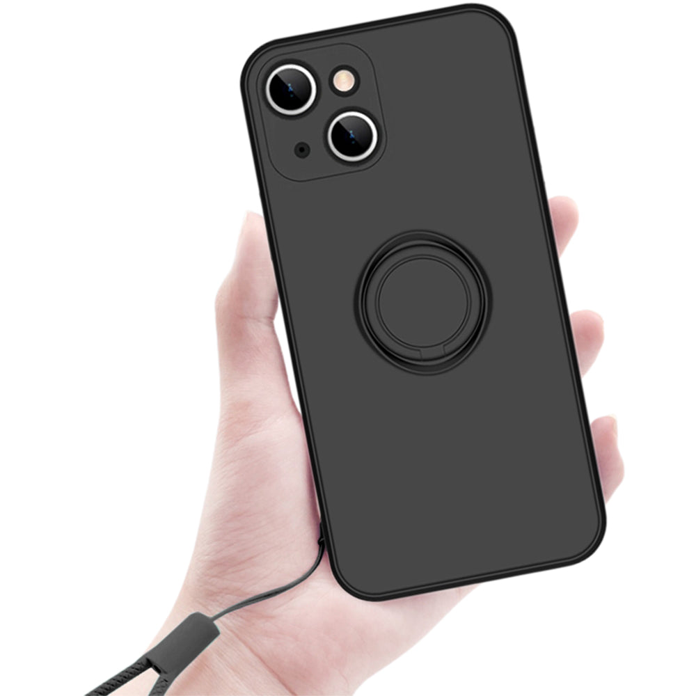 2X Phone Case Cover for iPhone 13 with Ring Holder Lanyard Black White