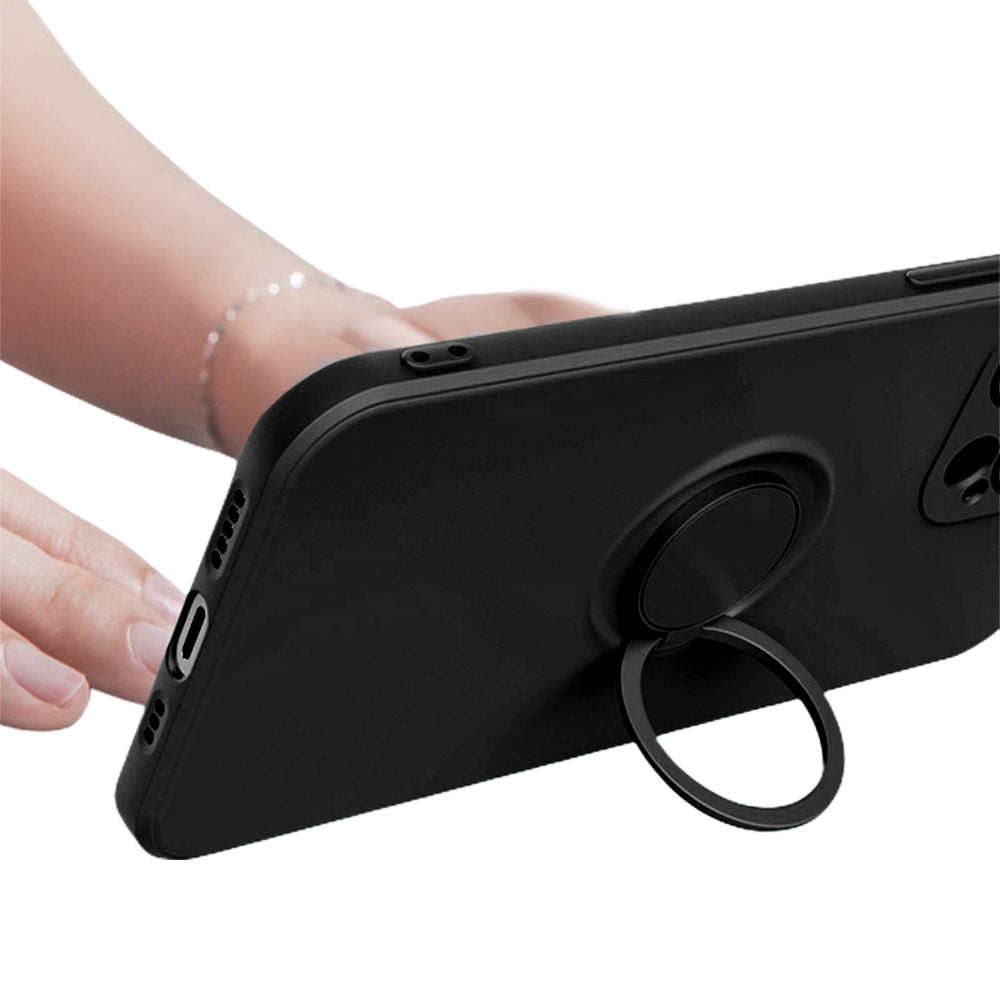 2X Phone Case Cover for iPhone 13 Mini with Ring Holder Lanyard Black White