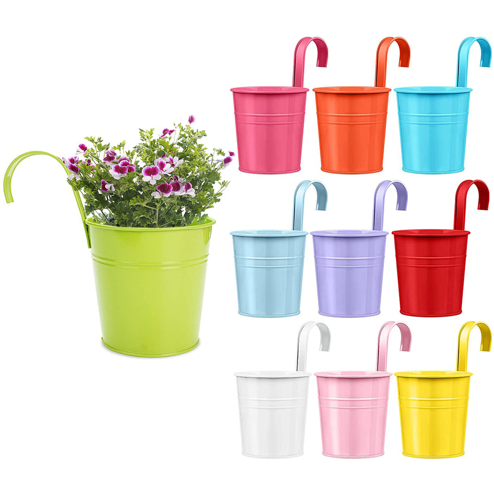 10Pcs Hanging Flower Pots Metal Planter Bucket