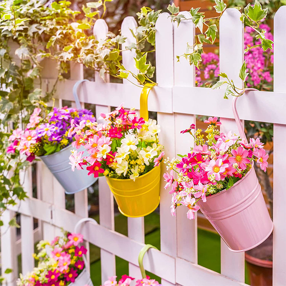 10Pcs Hanging Flower Pots Metal Planter Bucket