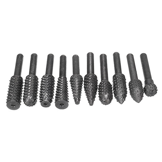 Set of 10Pcs Woodworking Rotary Cutting Burr Wood Carving Bits