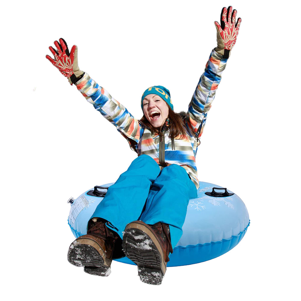Adults Inflatable Snow Tube Snow Sled for 1 Person Light Blue Snowflake