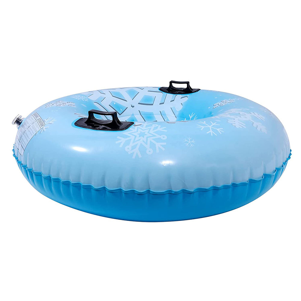 Adults Inflatable Snow Tube Snow Sled for 1 Person Light Blue Snowflake