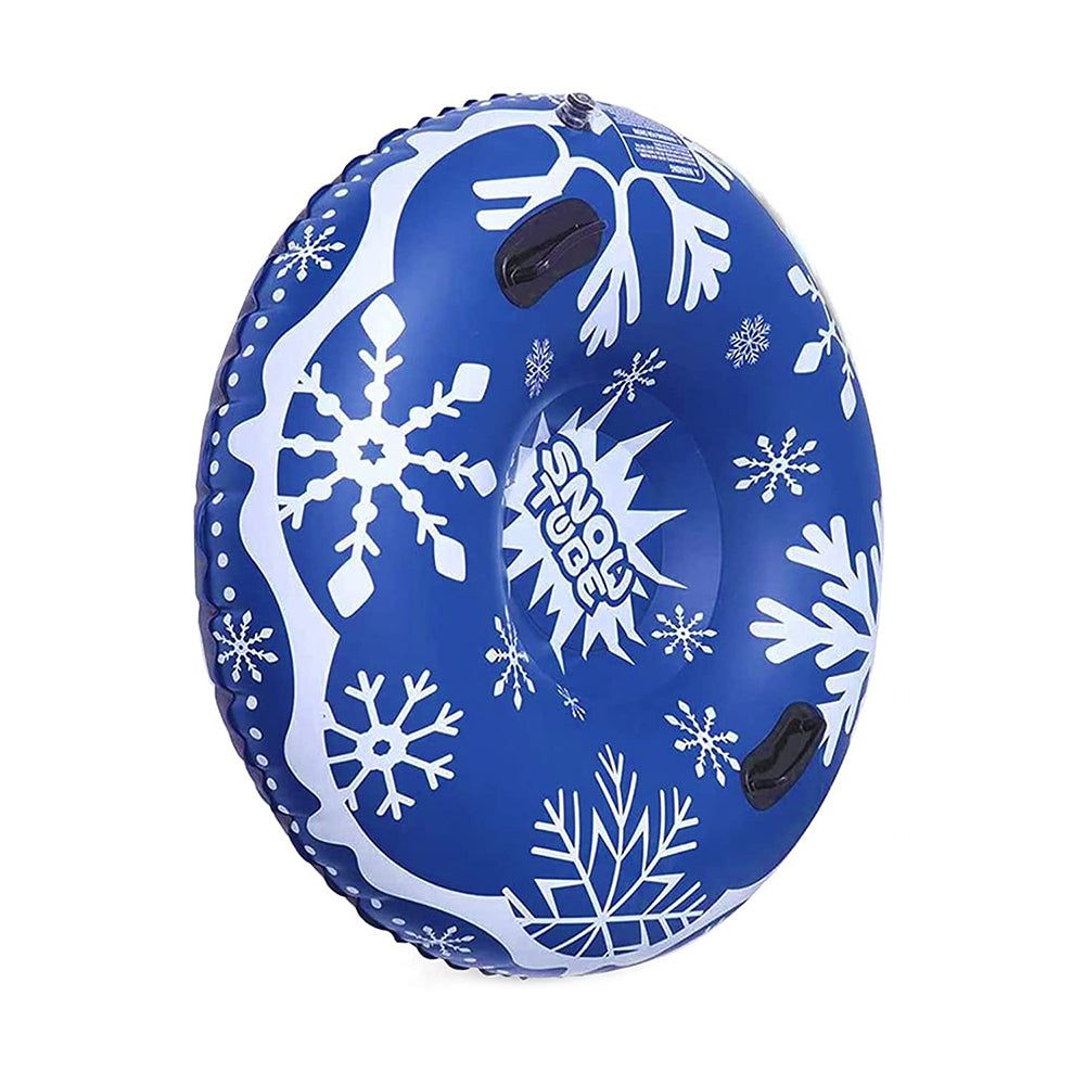 Adults Inflatable Snow Tube Snow Sled for 1 Person Dark Blue Snowflake