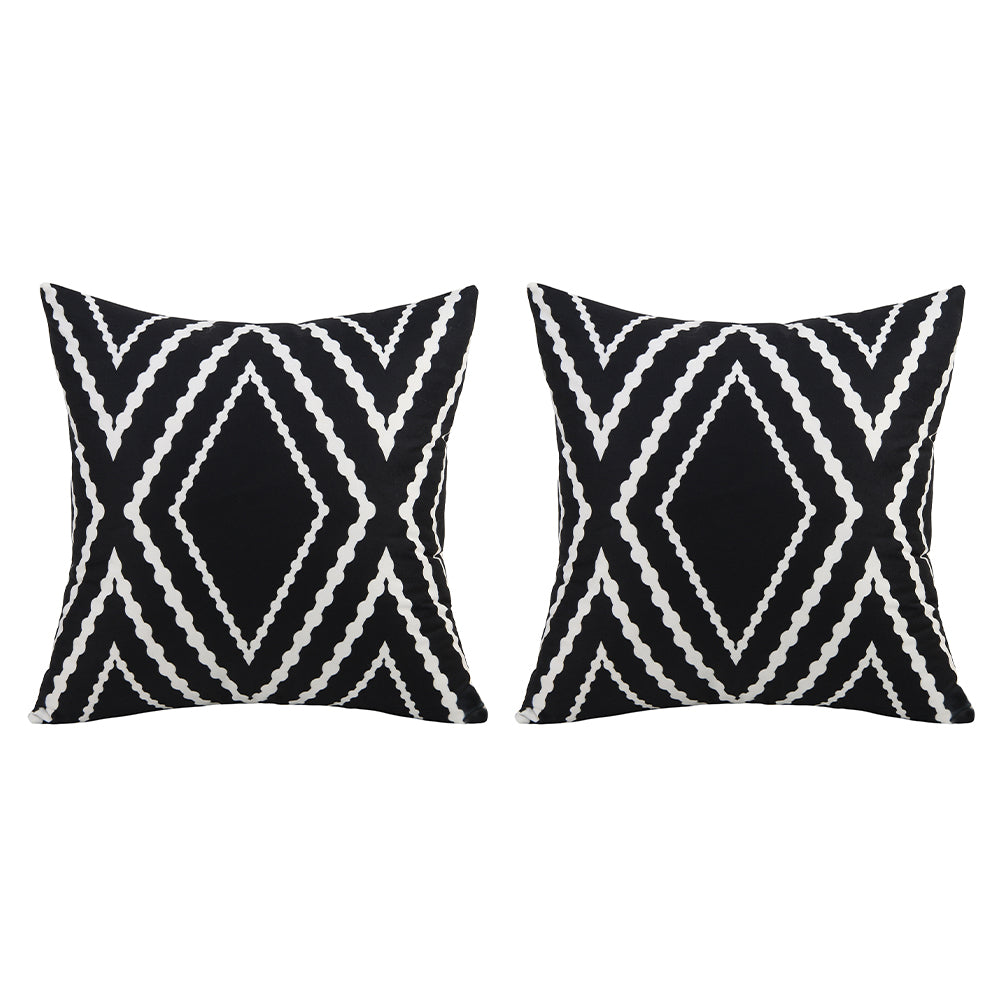 2X Water Resistant Cushion Cover Sofa Throw Pillowcase Black