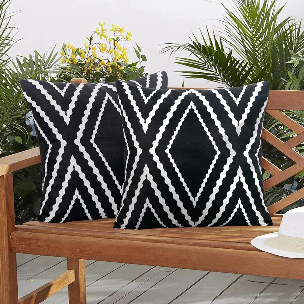 2X Water Resistant Cushion Cover Sofa Throw Pillowcase Black